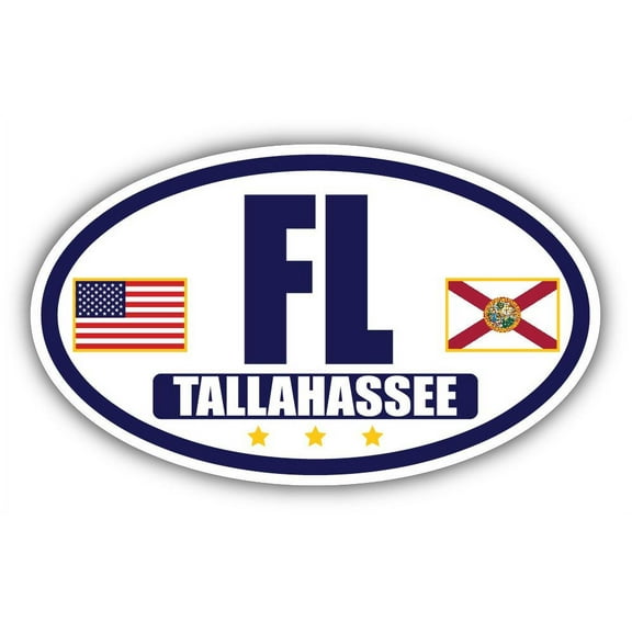 Flag of Florida / American Flag Oval 3M Vinyl Bumper Sticker Decal | Navy & Gold Tallahassee, FL Sticker Vinyl Decal