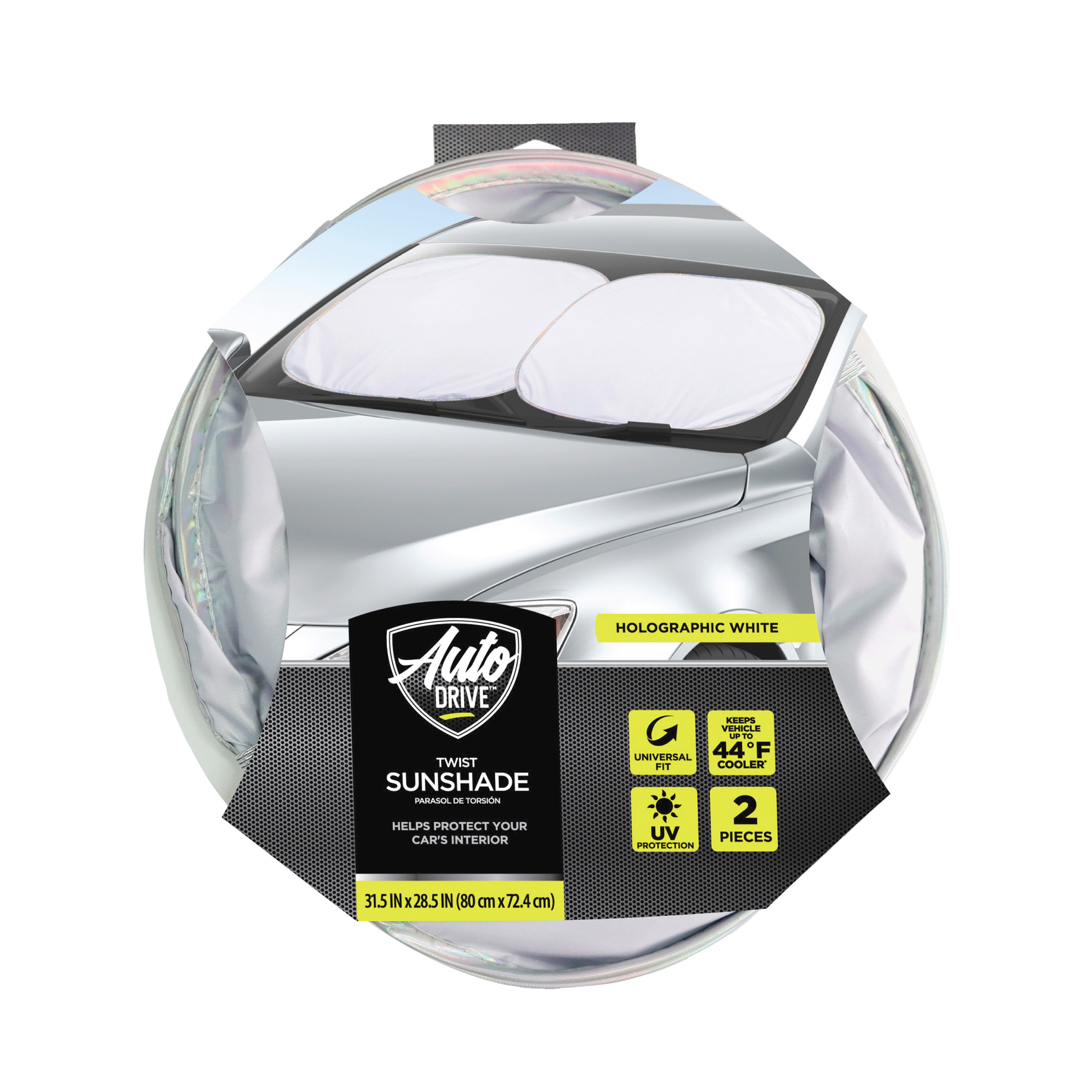 Auto Drive Universal Windshield Sunshade White 2-Pack photo 8