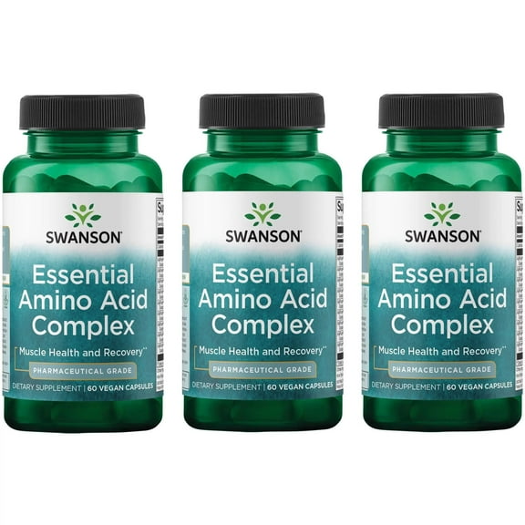 Swanson Ajipure 9 Essential Amino Acid Formula Pharmaceutical Grade 60 Veg Capsules (3 Pack)