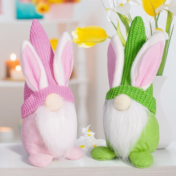Easter Bunny Plush Toy 7.1 Inch, Cute Soft Rabbit Stuffed Doll, Spring Easter Gift & Home Decorative Ornament(Pink)