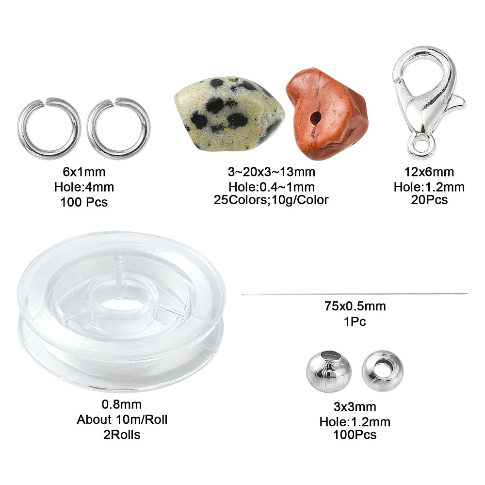 1Bag DIY Mixed Stone Bracelet Making Kit Including Gemstone & Natural Shell Chips Beads Alloy Clasps