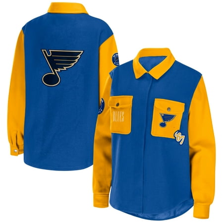 Women s WEAR by Erin Andrews Blue/Gold St. Louis Blues Colorblock Button-Up Shirt Jacket