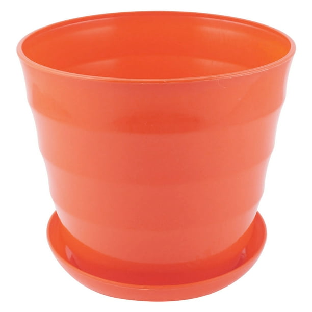 Home Garden Plastic Round Plant Planter Flower Pot Decoration Orange