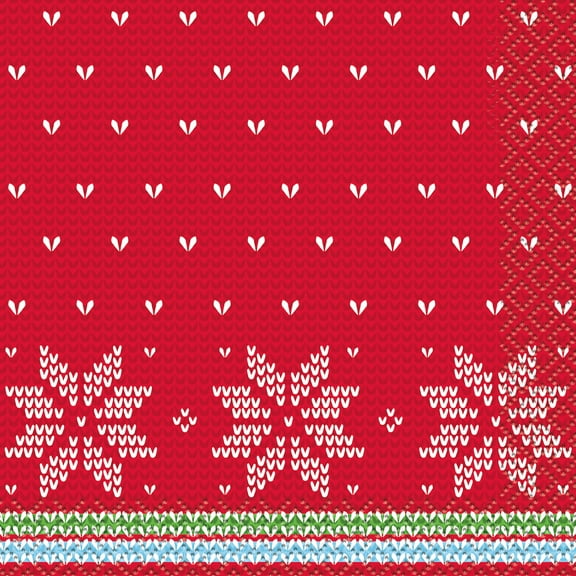 Ugly Sweater Christmas Paper Beverage Napkins, 5 Inch, 16 Count