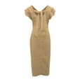 thumbnail image 4 of JBXKXYW Dresses For Women 2024 Women'S Spring Summer And Fall Back Lace Up Flying Sleeve Cotton Linen Dress Womens Dresses (Yellow,S), 4 of 5