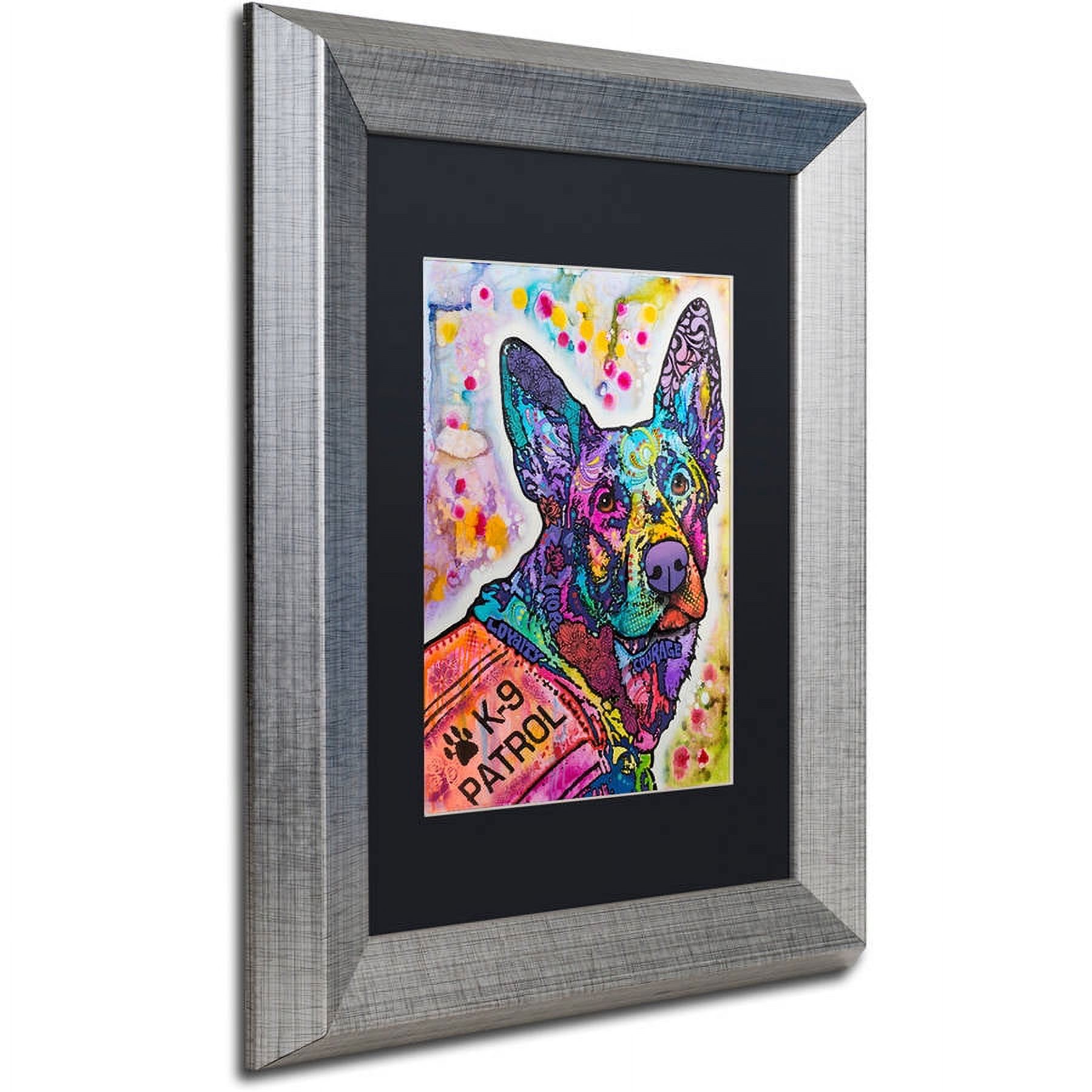 Trademark Fine Art "K-9 Patrol Large-003" Canvas Art by Dean Russo, Black Matte, Silver Frame