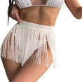 thumbnail image 4 of Femmes Maillots de Bain Bikini Cover Up Pompon Solide Taille Haute Été Plage Mini-Jupe, 4 of 6