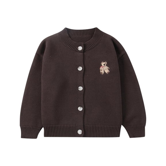 Kukoosong Girls Sweater Cardigans Toddler Girls Clothes Long Sleeve Crew Neck Sweaters Print Winter Coats Outerwear for 9 Years