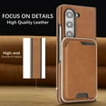 thumbnail image 4 of Designed for Samsung Galaxy Z Fold 5 Case, PU Leather + TPU Material, Detachable Magnetic Card Holder, Ultra Slim Lightweight Business Wallet Cover, Drop Protective Shockproof Classic Design, Brown, 4 of 11
