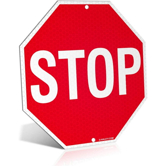 ANLEY Stop Sign 12 X 12 In - Diamond Grade Reflective at Nights - 40 Mil Thick Rust-Free Aluminum - Easy Mounting - Street Road Slow Warning Metal Warning Signs Octagon Outdoor Use