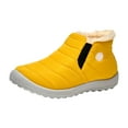 thumbnail image 4 of Kids Snow Boots Slip on Warm Fuzzy Lined Ankle Booties Boys Girls Winter Casual Solid Color Thick Soft Sole Low Top Walking Shoes 12 Little Kid Yellow, 4 of 4