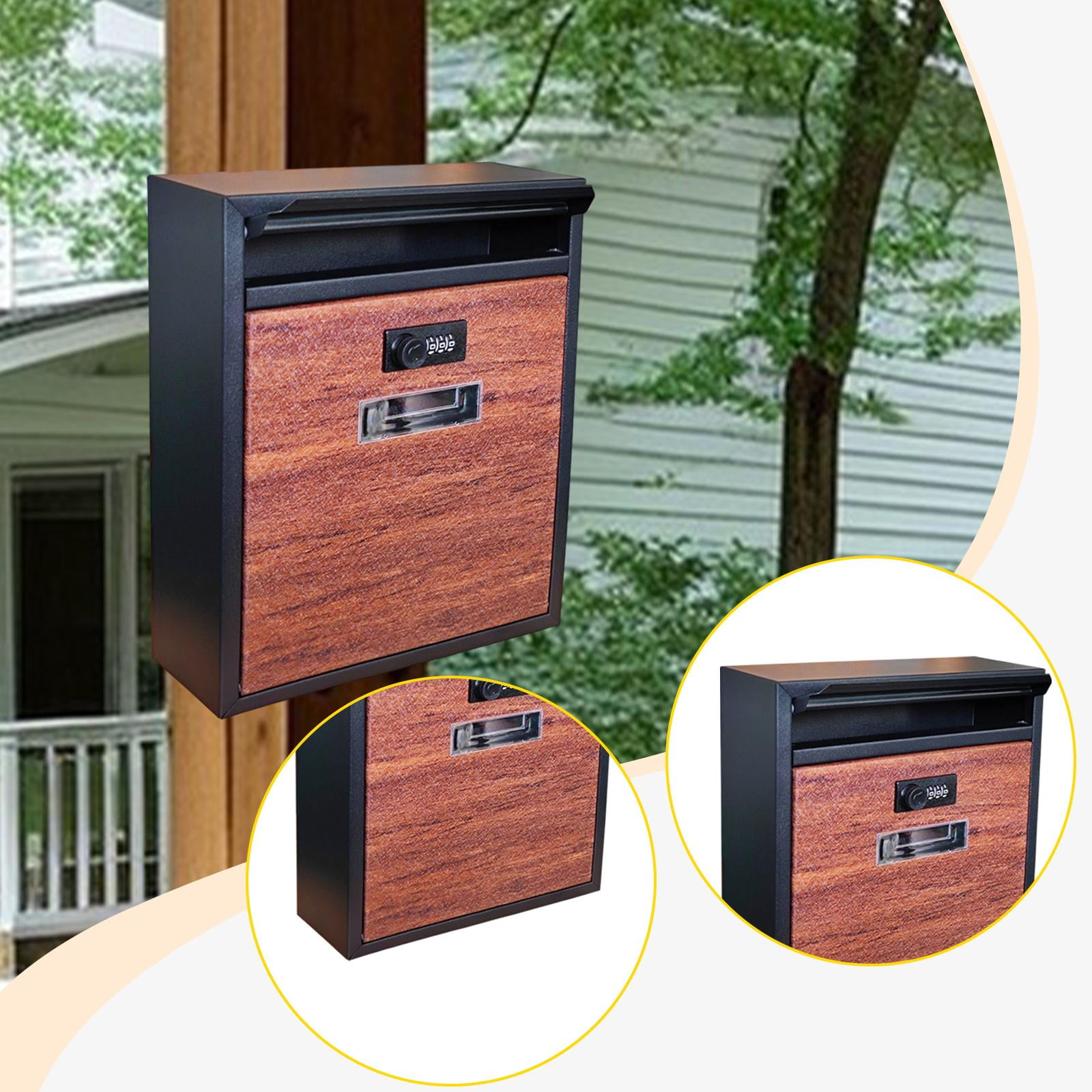CoudarTitie Wall Mount Mailbox, Mail Box with Lock Iron Large Entrance Drop Box Post Box for