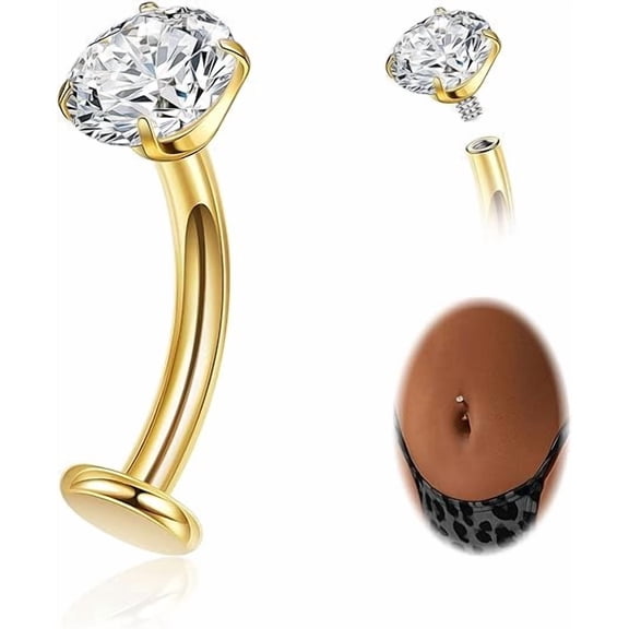 14G Titanium Floating Belly Button Rings for Women Flat Back Belly Rings 8/10/12/14mm Belly Piercing Jewelry
