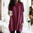 thumbnail image 4 of Arlun,Womens Oversized Crewneck T Shirts Solid Color Loose Fit Fall Casual Tops Ladies Long Sleeve Lightweight Breathable Tunic Tshirts with Pockets XL, 4 of 5