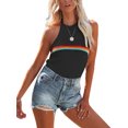 thumbnail image 2 of Liacowi Women's Summer Casual Sling Vest Sleeveless Backless Hanging Neck Rainbow Patchwork Tops, 2 of 9