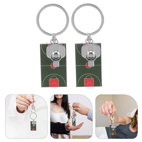 EXHUMKY Creative Basketball Keychain Multicolor Zinc Alloy Portable and Versatile 2Pcs