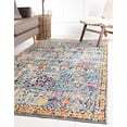 thumbnail image 1 of Unique Loom Monterey Collection Vintage Bohemian Inspired with Distressed Tribal Design Area Rug, 5 x 8 ft, Blue/Yellow, 1 of 5