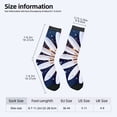 thumbnail image 4 of Four Seasons Universal Socks (2 Pairs) - Unisex Trendy Floral Design with Dark Blue Background White Petals & Golden Sparkles Wintery Snowflake Accents Mixed Color Socks, 4 of 5