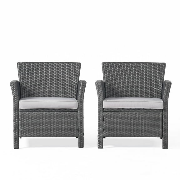 BARONAGE 28.50" L x 28.50" W Chat Chair, Outdoor Chat Chair with Table(2PC CHAT SET), Gray