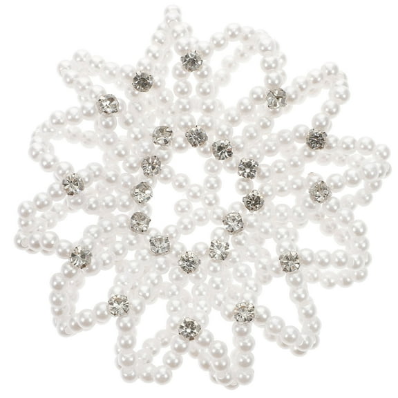 ETHZZLE Rhinestone Hair Snood Hair Fixing Round White 1Pack for Parties