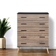 thumbnail image 5 of Eli Mid-Century Modern 5 Drawer Chest in Black & Sonoma Oak, 5 of 7