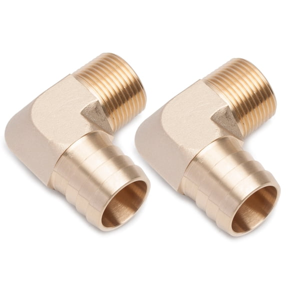 LTWFITTING 90 Degree Elbow Brass Barb Fitting 1-Inch ID Hose x 3/4-Inch Male NPT Fuel Boat Air(Pack of 2)
