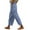 Blue, variant on MEICHEN Women's Cotton and Linen Striped Elastic High Waisted Pocket Pants Side Nine Point Pants Loose Casual Pants H Shaped Straight Leg Pants