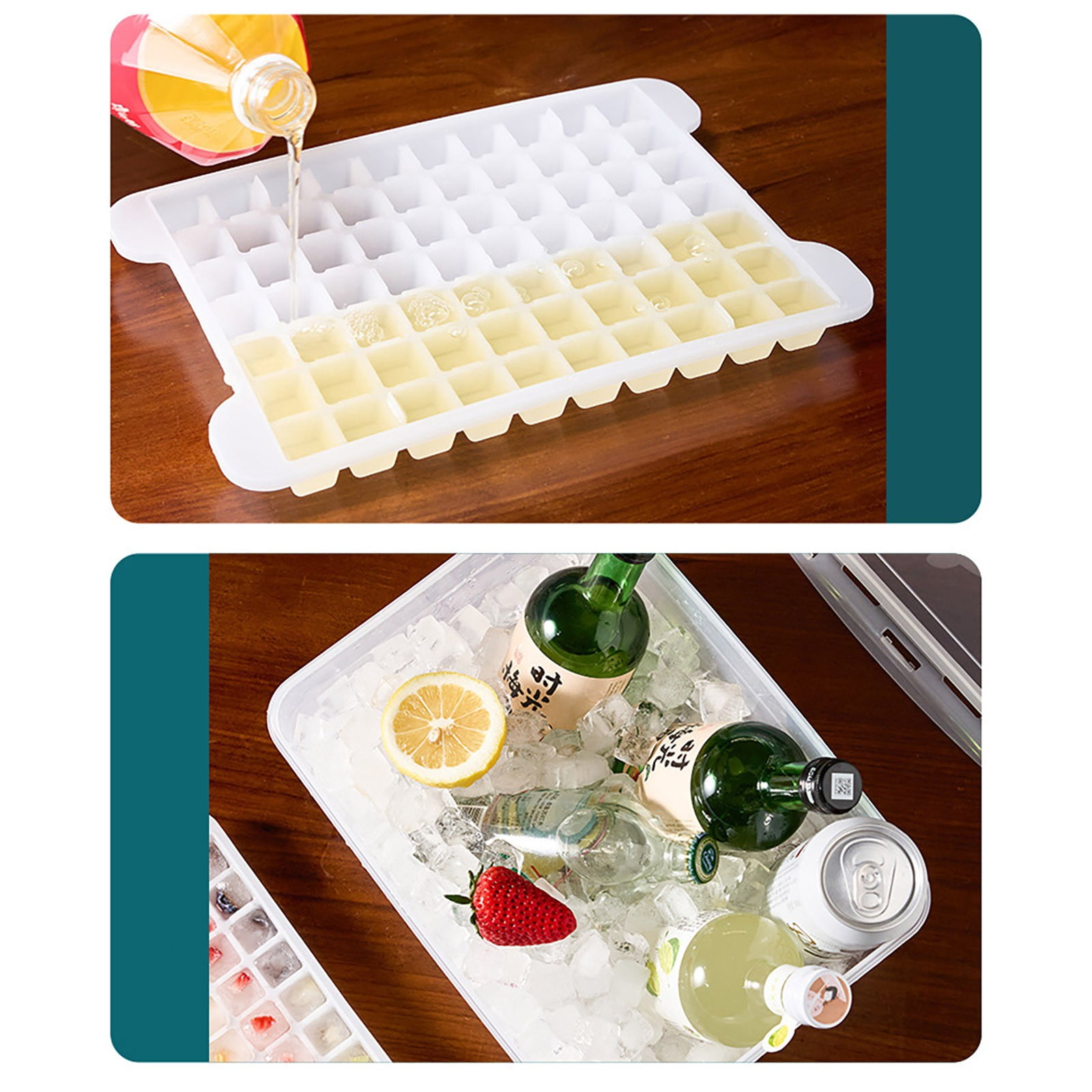 Ice Cube Trays with Lid & Container - 5 Pack Small Crushed Ice Molds for Freezer, DIY Cocktails, , Iced Coffee - 350 Trapezoid Grids, Leakproof Food Storage Box, BPA-Free, Easy Release