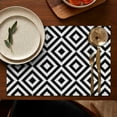 thumbnail image 4 of Black White Checkerboard Checkered Pattern Summer Placemats Table Placemats Set Of 6-Linen Kitchen Washable Placemats Table Mats 11.8"x17.7" Non-Slip Heat Resistant, 4 of 5