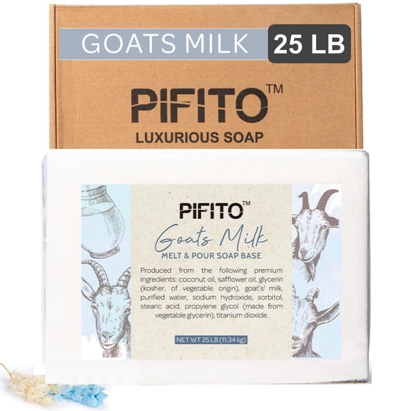 Pifito Goats Milk Melt and Pour Soap Base (25 lb) │ Bulk Premium 100% Natural Glycerin Soap Base │ Luxurious Soap Making Supplies