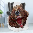 thumbnail image 4 of Bear Soft Flannel Fleece Throw Blanket, Patterned Head of Wild Predator Growling Eastern Motifs Ornaments, Cozy Plush for Indoor and Outdoor Use, 50" x 60", Brown Red Blue, by Ambesonne, 4 of 5