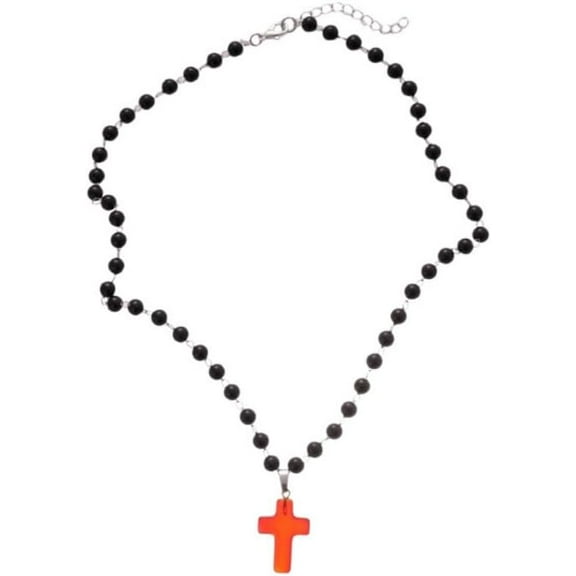 Red Cross Pendant Necklace for Women Adjustable Beaded Gothic Chain Stackable Choker Necklace Halloween Fashion Jewelry