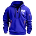 thumbnail image 2 of TMOYZQ Hoodies for Men Fall Winter Long Sleeve Quarter Zip Drawstring Hooded Sweatshirt Fashion Graphic Big and Tall Pullover Sweater with Mulit Pockets, 2 of 3