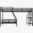thumbnail image 3 of Twin Over Full Bunk Bed Attached Twin Loft Bed with Desk, Metal Triple Bunk Beds, L-Shape Triple Beds Frame with Ladders and Guardrails, Safe Design, 3 of 7