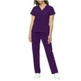 thumbnail image 2 of Vibrex Women's Scrub Set: Short-Stretch Sleeve V-Neck Top & Drawstring Pants - Multi-Pocket, Loose-Fit Uniform for Nurses, Caregivers, Medical Staff (Multiple Colors), 2 of 8