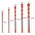 thumbnail image 2 of Unique Bargains 5pack Masonry Drill Bit Set, 3/16' to 1/2' Carbide Ceramic Drill for Ceramic Tile Orange, 2 of 6