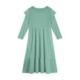 thumbnail image 4 of Abcomgle Girls Maxi Dresses 10-12 Casual A-Line Ruffle Long Sleeve Maxi Dress Solid Color Crew Neck Sundresses Beach Tiered Dresses with Pockets,Mint Green, 4 of 5