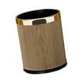 thumbnail image 3 of Basura de basura cesta de desperdicio Moderno Pu Cuero de cuero Puilador de basura de basura para sala de estar, baño, dormitorio, hogar, cocina 14l oro redondo, 3 of 8