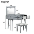 thumbnail image 5 of Bellemave Makeup Vanity Table Set with Stool, Vintage Vanity Desk with Flip top Mirror and Drawers Dressing Table with Jewelry Storage Compartments for Bedroom, Gray, 5 of 10