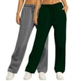 thumbnail image 2 of Bcresic 2 Pcs Women's Wide Leg Sweatpants Fleece Lined Baggy Straight Leg Lounge Pants Trendy Joggy Workout Sports Trousers,Y02_Green,Medium, 2 of 6