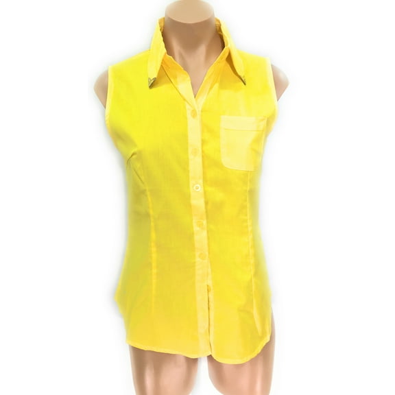 Sleeveless One pocket Button Down Shirt