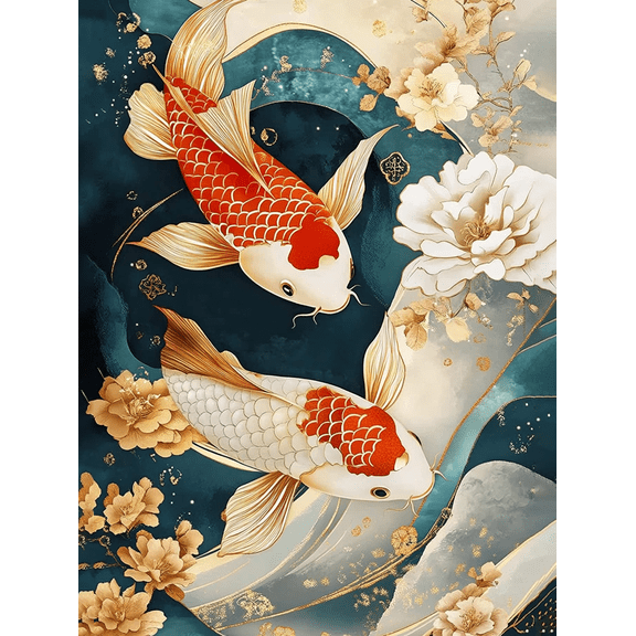 Elegant Koi Fish Canvas Wall Art, Suitable for Living Room, Bedroom, Dining Room, Office, and Hotel Decoration.