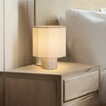 thumbnail image 4 of Cleo 10" Travertine Stone LED Table Lamp with Geometric Cream Cotton Shade, 4 of 5