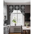 thumbnail image 3 of Horrible Skull Swag Valances for Windows, Small Curtains Drapes, Halloween Black Flowers Skeleton Kitchen Window Curtains Over Sink Rod Pocket Window Treatment Valance for Bedroom/Bathroom 56"x36", 3 of 5