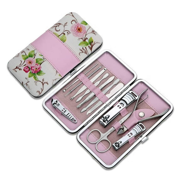Toenail Clippers Spot Pink Rose Flower Set Box 12 Pieces of Manicure Tool Smiley face Nail Clippers Nail Clippers Nail Set Nail Clipper Set