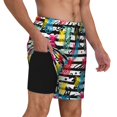 thumbnail image 2 of Naloa Trendy Colorful Pineapples 1 Print Men Swim Trunks with Compression Liner ,Board Shorts,Men's Swim Shorts with Drawstring and Elastic Waistband-XX-Large, 2 of 6