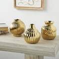 thumbnail image 2 of DecMode 5"W, 6"H Abstract Small Textured Gold Ceramic Vase with Varying Shapes and Patterns, Set of 3, 2 of 10