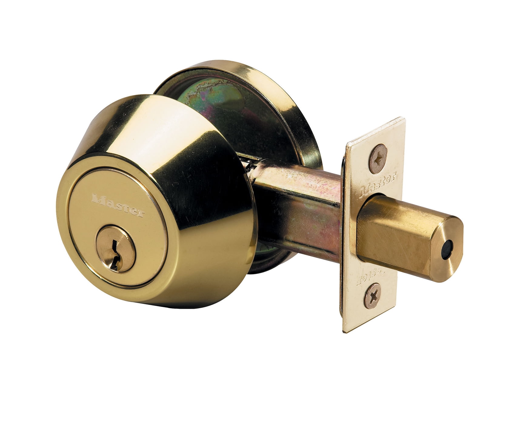 New Single Cylinder Deadbolt Door Lock Handle Set Polished Brass W/ 3 Keys ANSI 