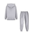 thumbnail image 4 of WTOBBY Women's Fashion Casual Solid Color Loose Hooded Sweatshirt Two-Piece Set, Comfortable Lounge Wear for Home, Street Style Outfit for Daily Activities, Perfect for Relaxation,Light Gray XL, 4 of 5