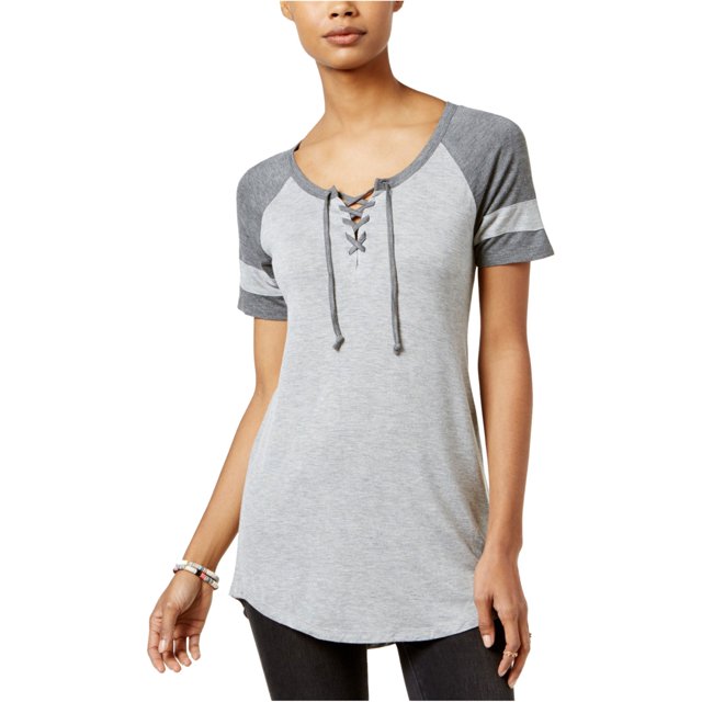 Playera básica de hockey con cordones Ultra Flirt para mujer gris XS